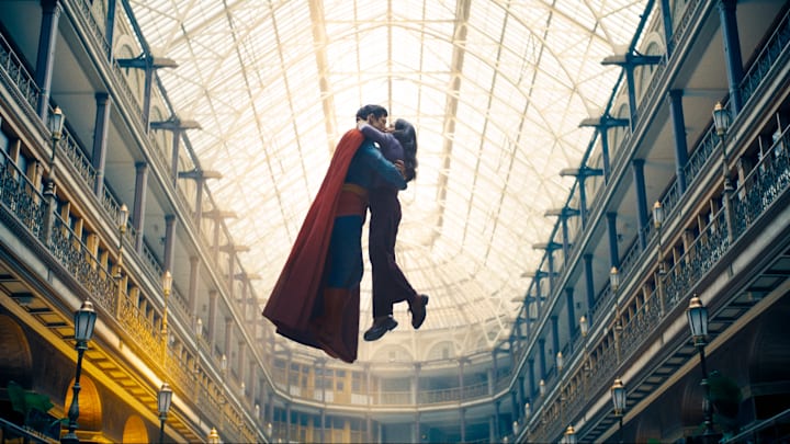DAVID CORENSWET as Superman and RACHEL BROSNAHAN as Lois Lane in DC Studios’ and Warner Bros. Pictures’ “SUPERMAN,” a Warner Bros. Pictures release. Courtesy of Warner Bros. Pictures