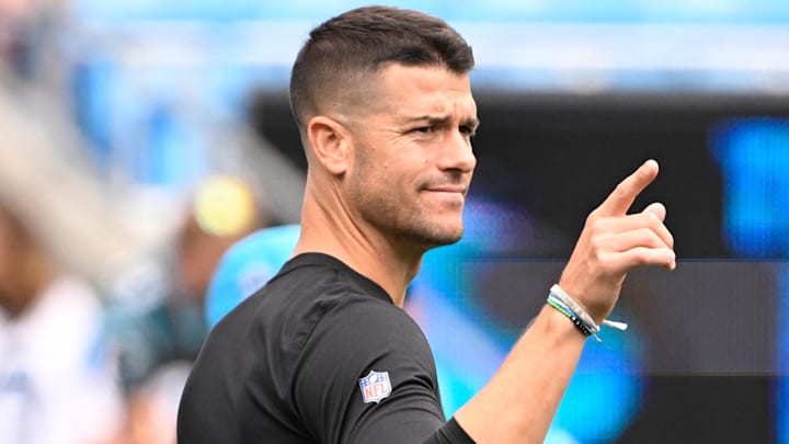 Sep 29, 2024; Charlotte, North Carolina, USA; Carolina Panthers head coach Dave Canales on the field before the game at Bank of America Stadium. Mandatory Credit: Bob Donnan-Imagn Images Sep 29, 2024; Charlotte, North Carolina, USA; Carolina Panthers head coach Dave Canales on the field before the game at Bank of America Stadium. Mandatory Credit: Bob Donnan-Imagn Images