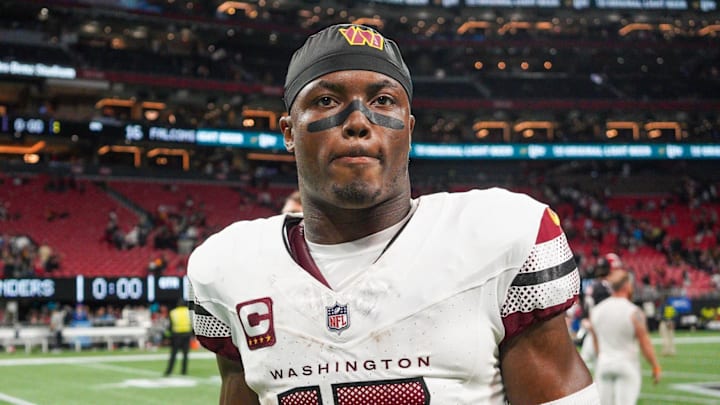 Washington Commanders wide receiver Terry McLaurin (17) after a game against the Atlanta Falcons at Mercedes-Benz Stadium. Mandatory Credit: Brett Davis-Imagn Images