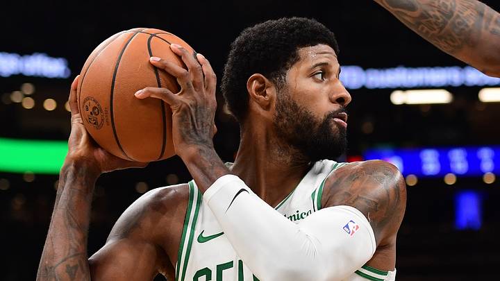 Oct 10, 2026; Boston, Massachusetts, USA; Boston Celtics forward Paul George (13) controls the ball wile Philadelphia 76ers guard Labaron Philon Jr. (00) defends during the second half at TD Garden. Mandatory Credit: Bob DeChiara-Imagn Images Oct 10, 2026; Boston, Massachusetts, USA; Boston Celtics forward Paul George (13) controls the ball wile Philadelphia 76ers guard Labaron Philon Jr. (00) defends during the second half at TD Garden. Mandatory Credit: Bob DeChiara-Imagn Images