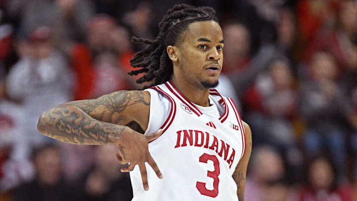 Indiana Hoosiers guard Lamar Wilkerson (3) celebrates after making a 3-point basket against the Milwaukee Panthers at Simon Skjodt Assembly Hall. 