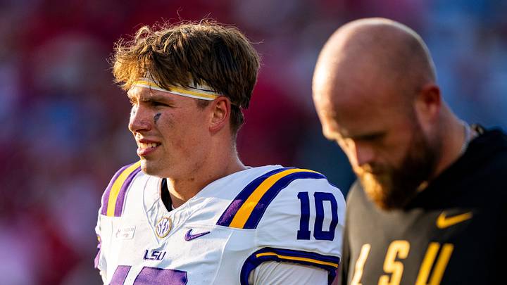 LSU quarterback Sam Leavitt (10) walks on the field during warm ups before a college football game between Ole Miss and LSU at Vaught Hemingway Stadium in Oxford, Miss., on Saturday, Sept. 19, 2026. Ole Miss defeated LSU 32-24. LSU quarterback Sam Leavitt (10) walks on the field during warm ups before a college football game between Ole Miss and LSU at Vaught Hemingway Stadium in Oxford, Miss., on Saturday, Sept. 19, 2026. Ole Miss defeated LSU 32-24.