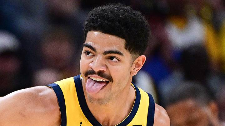 Oct 27, 2024; Indianapolis, Indiana, USA; Indiana Pacers guard Ben Sheppard (26): Marc Lebryk-Imagn Images