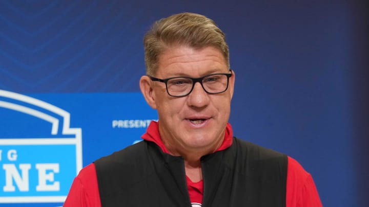 Tampa Bay Buccaneers general manager Jason Licht speaks during the NFL Scouting Combine.