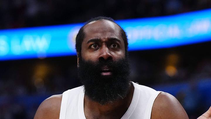 Cleveland Cavaliers guard James Harden (1) reacts in the third quarter against the Denver Nuggets at Ball Arena on Feb 9, 2026. Cleveland Cavaliers guard James Harden (1) reacts in the third quarter against the Denver Nuggets at Ball Arena on Feb 9, 2026.