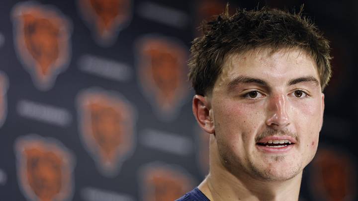 Jun 9, 2026; Lake Forest, IL, USA; Chicago Bears tight end Colston Loveland speaks during Minicamp at Halas Hall. Mandatory Credit: Kamil Krzaczynski-Imagn Images