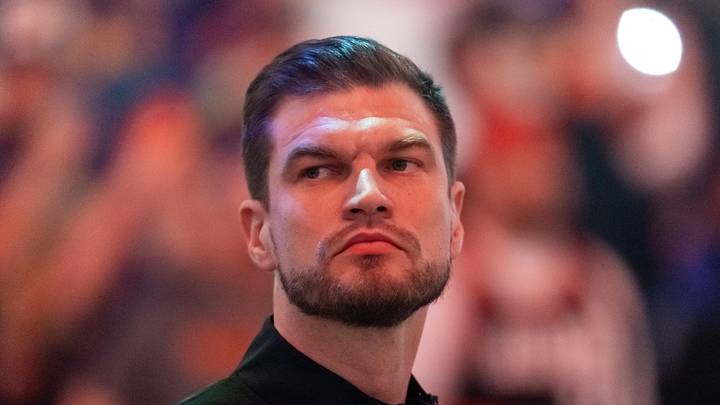 Apr 14, 2026; Phoenix, Arizona, USA; Portland Trail Blazers acting head coach Tiago Splitter against the Phoenix Suns during the play-in rounds of the 2026 NBA Playoffs at Mortgage Matchup Center. Mandatory Credit: Mark J. Rebilas-Imagn Images