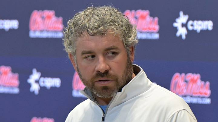 Ole Miss head football coach Pete Golding speaks at a press conference at the Manning Center at the University of Mississippi in Oxford, Miss. on Thursday, December 11, 2025. Ole Miss head football coach Pete Golding speaks at a press conference at the Manning Center at the University of Mississippi in Oxford, Miss. on Thursday, December 11, 2025.