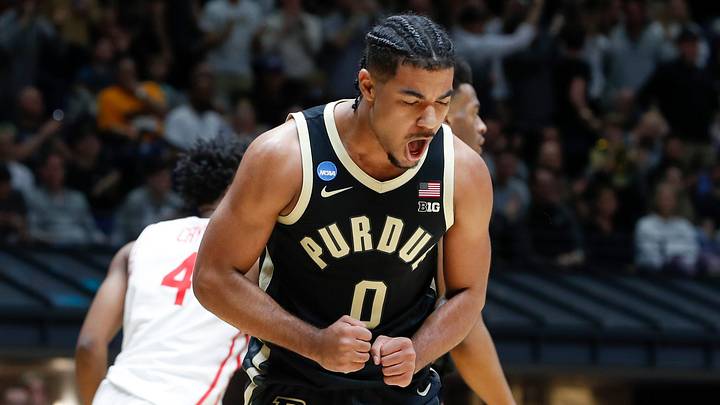 Purdue Boilermakers guard C.J. Cox (0) celebrates after scoring a bucket. Purdue Boilermakers guard C.J. Cox (0) celebrates after scoring a bucket.