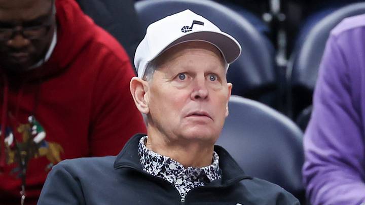 Feb 8, 2023; Salt Lake City, Utah, USA; Utah Jazz chief executive officer Danny Ainge looks on before a game against the Minnesota Timberwolves at Vivint Arena. Mandatory Credit: Rob Gray-USA TODAY Sports