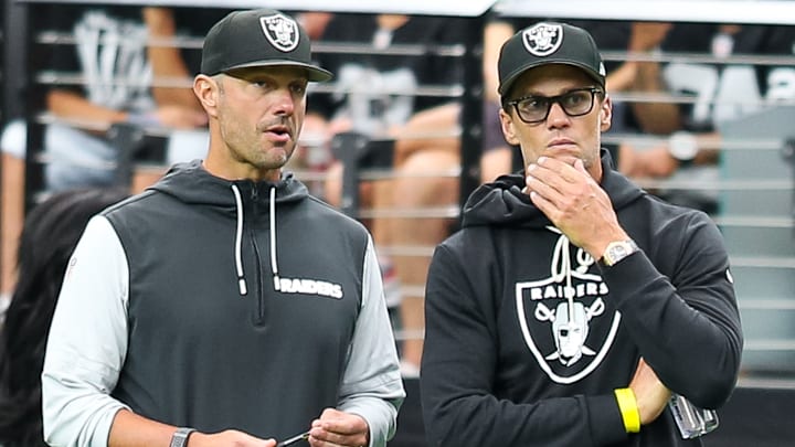 Las Vegas Raiders GM John Spytek, and minority owner Tom Brady