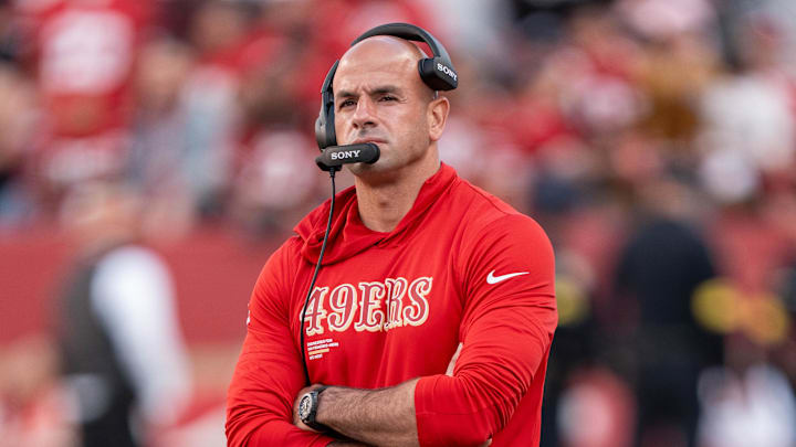 San Francisco 49ers defensive coordinator Robert Saleh had an on-field exchange with Jaguars coach Liam Coen after Week 4's game. 