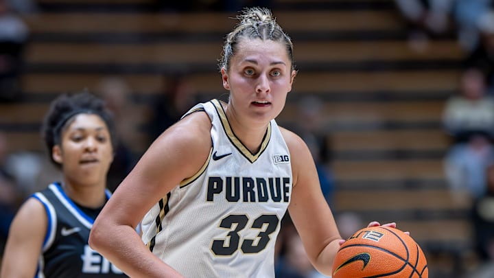 Purdue Fifth Year Madison Layden-Zay (33) leads the break during 