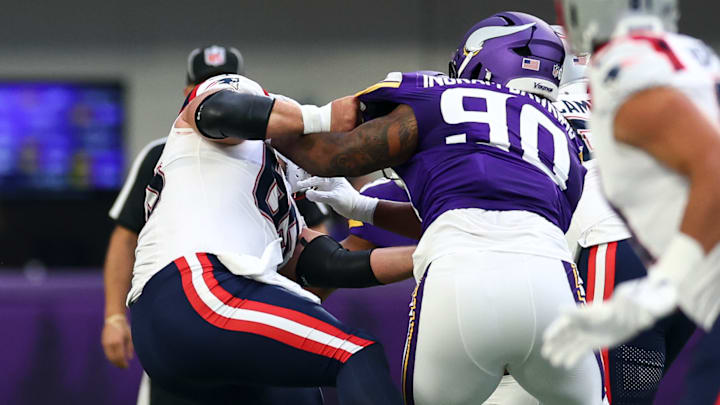 New England Patriots center Garrett. Bradbury and Minnesota Vikings DL Tyrion Ingram-Dawkins