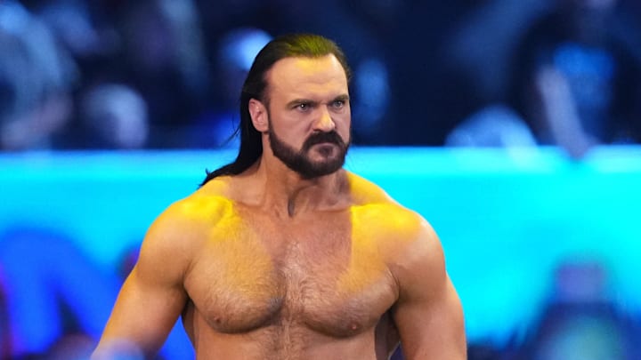 Feb 1, 2025; Indianapolis, IN, USA; Drew McIntyre during the Men’s Royal Rumble match during the WWE Royal Rumble at Lucas Oil Stadium. Mandatory Credit: Joe Camporeale-Imagn Images
