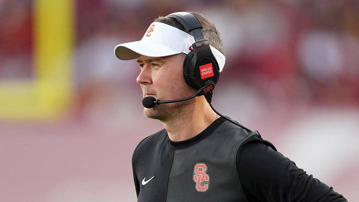 Aug 30, 2025; Los Angeles, California, USA; Southern California Trojans head coach Lincoln Riley watches from the sidelines against the Missouri State Bears in the first half at United Airlines Field at Los Angeles Memorial Coliseum. Mandatory Credit: Kirby Lee-Imagn Images Aug 30, 2025; Los Angeles, California, USA; Southern California Trojans head coach Lincoln Riley watches from the sidelines against the Missouri State Bears in the first half at United Airlines Field at Los Angeles Memorial Coliseum. Mandatory Credit: Kirby Lee-Imagn Images