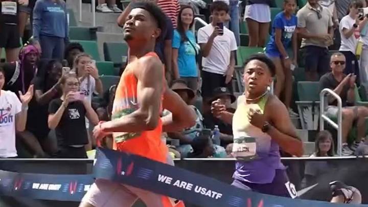 Jayden DeLeon (left) crosses the finish line ahead of Quincy Wilson to win the men's 400-meter final at the 2026 USATF U20 Championships in Eugene, Oregon. DeLeon's meet-record 44.52 edged Wilson's 44.84, signaling the emergence of one of the nation's most compelling young sprint rivalries. Jayden DeLeon (left) crosses the finish line ahead of Quincy Wilson to win the men's 400-meter final at the 2026 USATF U20 Championships in Eugene, Oregon. DeLeon's meet-record 44.52 edged Wilson's 44.84, signaling the emergence of one of the nation's most compelling young sprint rivalries.