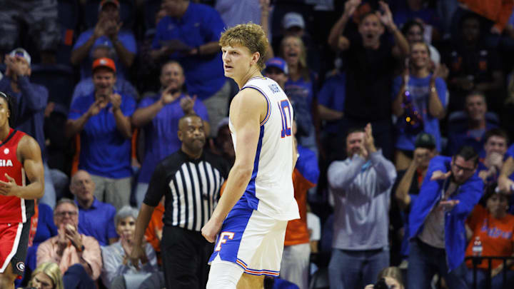 Florida Gators forward Thomas Haugh recorded a double-double as Florida held on for a win over Georgia.