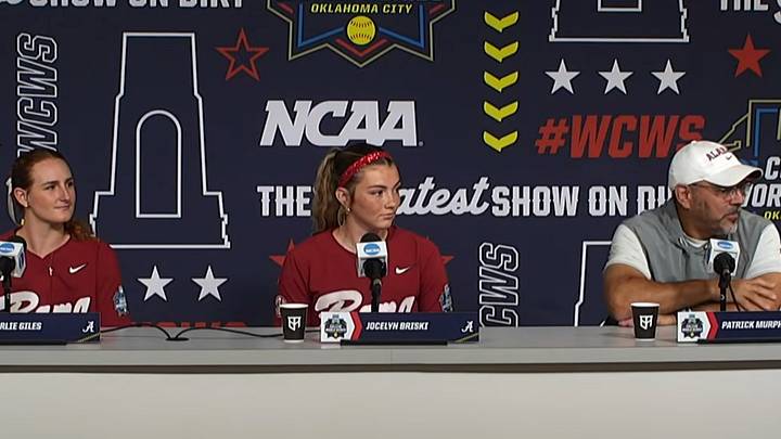 Marlie Giles, Jocelyn Briski and Patrick Murphy at pre-WCWS press conference in Oklahoma City