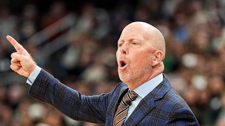 UCLA head coach Mick Cronin reacts to a play against Michigan State during the first half of Big Ten tournament quarterfinal at United Center in Chicago on Friday, March 13, 2026. UCLA head coach Mick Cronin reacts to a play against Michigan State during the first half of Big Ten tournament quarterfinal at United Center in Chicago on Friday, March 13, 2026.