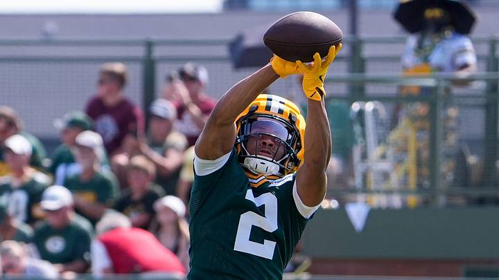 Green Bay Packers cornerback Brandon Cisse catches a ball at training camp. Green Bay Packers cornerback Brandon Cisse catches a ball at training camp.