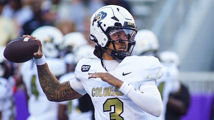 Oct 4, 2025; Fort Worth, Texas, USA; Colorado Buffaloes quarterback Kaidon Salter (3) warms up prior to a game against the TCU Horned Frogs at Amon G. Carter Stadium. Mandatory Credit: Raymond Carlin III-Imagn Images Oct 4, 2025; Fort Worth, Texas, USA; Colorado Buffaloes quarterback Kaidon Salter (3) warms up prior to a game against the TCU Horned Frogs at Amon G. Carter Stadium. Mandatory Credit: Raymond Carlin III-Imagn Images