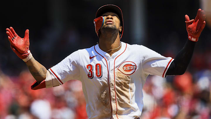 Cincinnati Reds outfielder Will Benson (30) reacts Cincinnati Reds outfielder Will Benson (30) reacts
