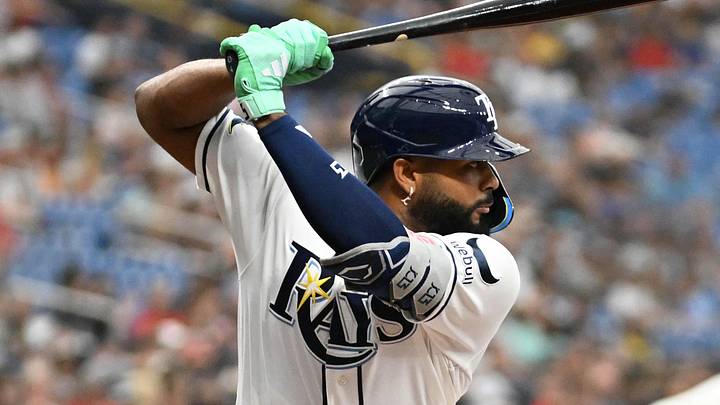 Jun 8, 2026; St. Petersburg, Florida, USA; Tampa Bay Rays third baseman Junior Caminero (13) bats in the first inning against the Boston Red Sox at Tropicana Field. Mandatory Credit: Jonathan Dyer-Imagn Images Jun 8, 2026; St. Petersburg, Florida, USA; Tampa Bay Rays third baseman Junior Caminero (13) bats in the first inning against the Boston Red Sox at Tropicana Field. Mandatory Credit: Jonathan Dyer-Imagn Images