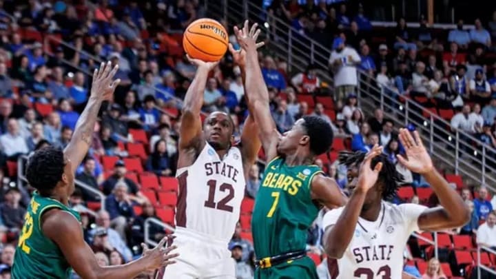 Mississippi State Guard Josh Hubbard (#12) during the game between the Baylor Bears and the Mississippi State Bulldogs at The Lenovo Center in Raleigh, NC.
