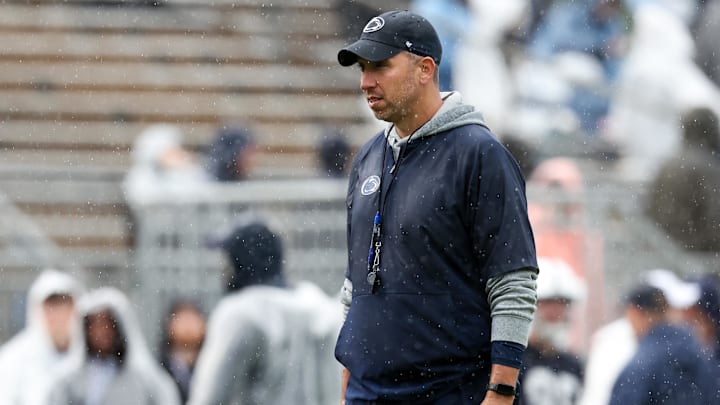Penn State Nittany Lions head coach Matt Campbell walks on the field during the Blue-White Spring Practice at Beaver Stadium. 