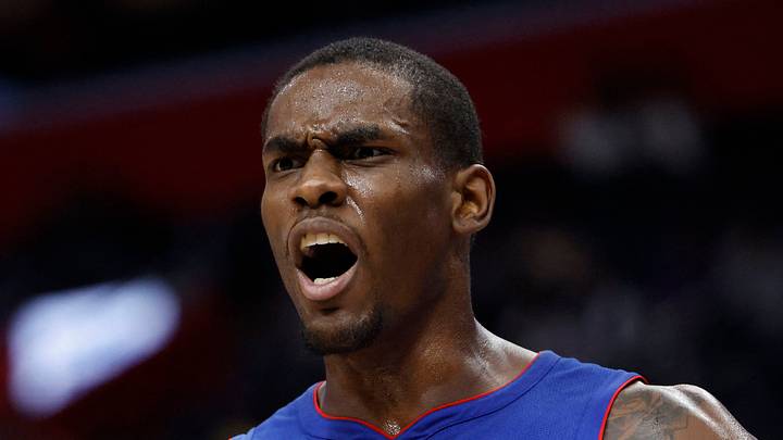 Detroit Pistons center Jalen Duren (0) reacts in the first half against the Miami Heat at Little Caesars Arena on December 16, 2024.