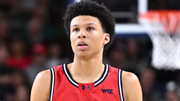 Jan 31, 2026; Spokane, Washington, USA; Saint Mary's Gaels guard Dillan Shaw (11) walks back on defense against the Gonzaga Bulldogs in the second half at McCarthey Athletic Center. Mandatory Credit: James Snook-Imagn Images