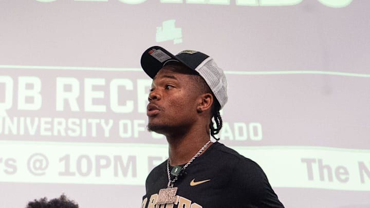 Andre Adams announces his commitment to the University of Colorado during a ceremony at Antioch High School on Tuesday, April, 14, 2026 in Antioch. 