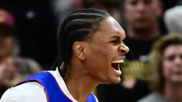 Detroit Pistons guard Ausar Thompson (9) celebrates after a basket against the Cleveland Cavaliers during the second half at Rocket Arena on Jan 4, 2026. Detroit Pistons guard Ausar Thompson (9) celebrates after a basket against the Cleveland Cavaliers during the second half at Rocket Arena on Jan 4, 2026.