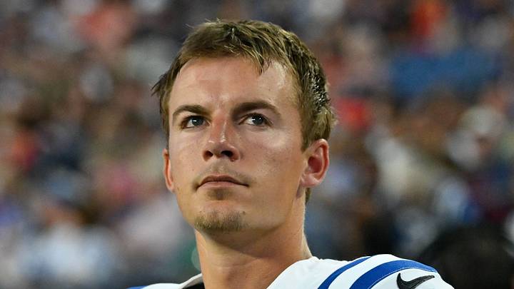 Indianapolis Colts place kicker Spencer Shrader looks on
