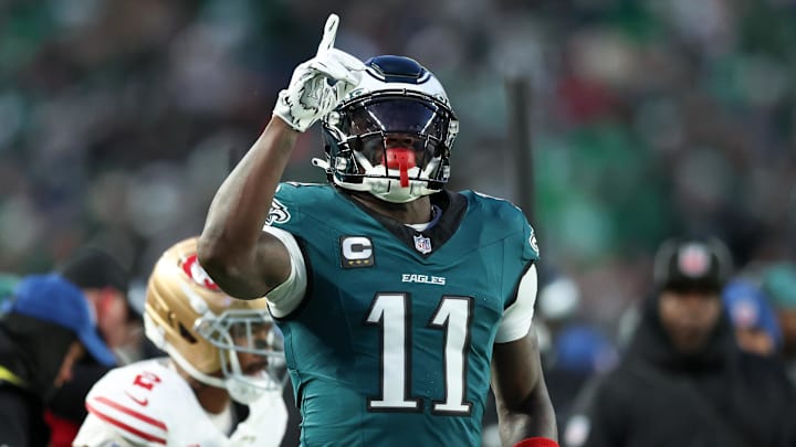 A.J. Brown celebrates first down.