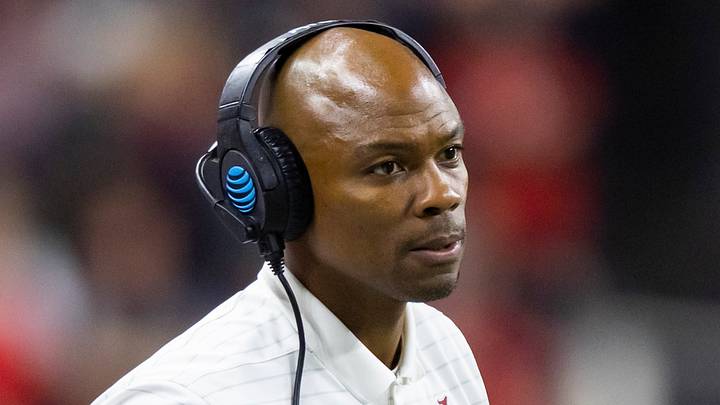 Alabama Crimson Tide wide receivers coach Holmon Wiggins against the Georgia Bulldogs in the 2022 CFP college football national championship game at Lucas Oil Stadium. Alabama Crimson Tide wide receivers coach Holmon Wiggins against the Georgia Bulldogs in the 2022 CFP college football national championship game at Lucas Oil Stadium.