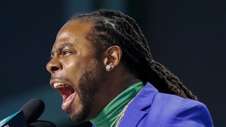 Former Seattle Seahawks cornerback Richard Sherman hypes up