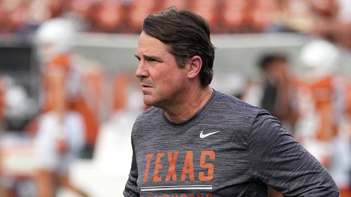 Texas Longhorns defensive coordinator Will Muschamp observes his players before a game against the UTSA Roadrunners at Darrell K Royal-Texas Memorial Stadium. Texas Longhorns defensive coordinator Will Muschamp observes his players before a game against the UTSA Roadrunners at Darrell K Royal-Texas Memorial Stadium.