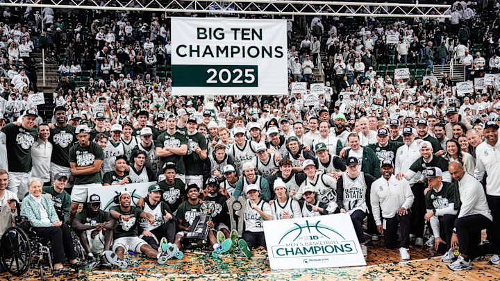 The Michigan State basketball and hockey teams celebrate their Big Ten regular-season championships Sunday.