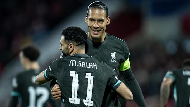 Mohamed Salah (left), Virgil van Dijk (right) and Trent Alexander-Arnold are all free agents this summer.