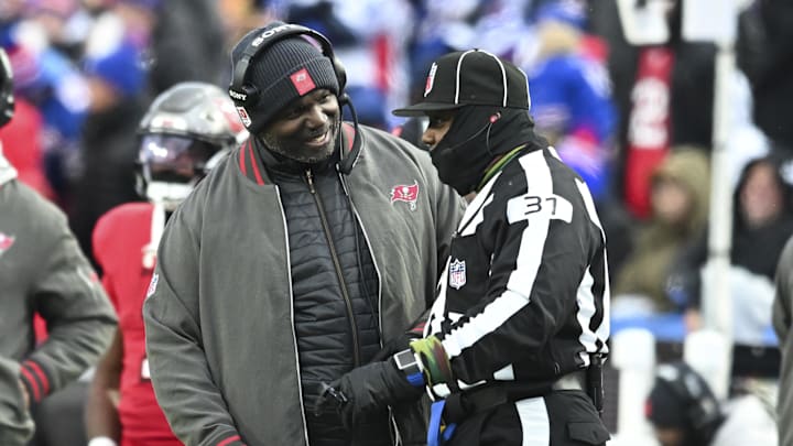 Tampa Bay Buccaneers head coach Todd Bowles isn't going to win anyone over with his explanation for punting in a key spot in a loss to the Bills. (Mandatory Credit: Mark Konezny-Imagn Images) Tampa Bay Buccaneers head coach Todd Bowles isn't going to win anyone over with his explanation for punting in a key spot in a loss to the Bills. (Mandatory Credit: Mark Konezny-Imagn Images)
