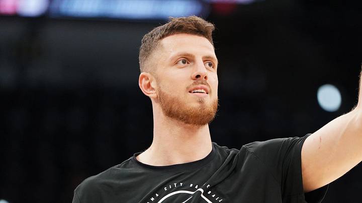 May 28, 2026; San Antonio, Texas, USA; Oklahoma City Thunder center Isaiah Hartenstein (55) warms up before the start of game six of the western conference finals for the 2026 NBA playoffs at Frost Bank Center. Mandatory Credit: Dustin Safranek-Imagn Images