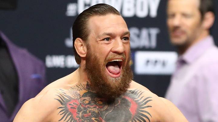 Jan 17, 2020; Las Vegas, Nevada, USA; Conor McGregor reacts during weigh ins for his fight against Donald Cerrone (not pictured) in UFC 246 at T-Mobile Arena. Mandatory Credit: Mark J. Rebilas-USA TODAY Sports Jan 17, 2020; Las Vegas, Nevada, USA; Conor McGregor reacts during weigh ins for his fight against Donald Cerrone (not pictured) in UFC 246 at T-Mobile Arena. Mandatory Credit: Mark J. Rebilas-USA TODAY Sports