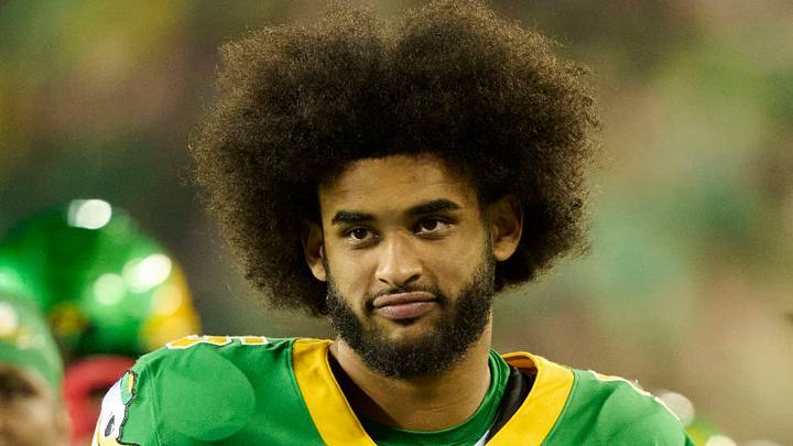 Sep 18, 2026; Eugene, Oregon, USA; Oregon Ducks quarterback Dante Moore (5) watches from the sidelines during the second half in a game against the Portland State Vikings at Autzen Stadium. Mandatory Credit: Troy Wayrynen-Imagn Images Sep 18, 2026; Eugene, Oregon, USA; Oregon Ducks quarterback Dante Moore (5) watches from the sidelines during the second half in a game against the Portland State Vikings at Autzen Stadium. Mandatory Credit: Troy Wayrynen-Imagn Images