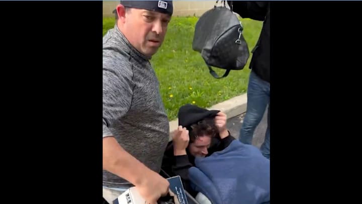 Roman Anthony makes his way out of the ballpark.