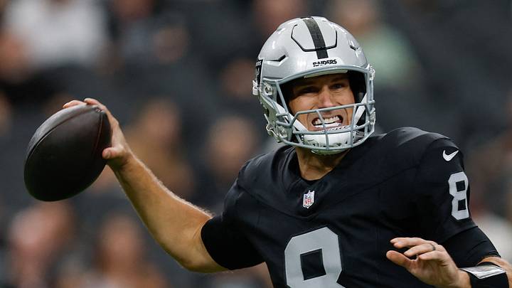 Aug 13, 2026; Paradise, Nevada, USA; Las Vegas Raiders quarterback Kirk Cousins (8) throws a pass during a preseason game against the Arizona Cardinals at Allegiant Stadium. Mandatory Credit: David Brytus-Imagn Images Aug 13, 2026; Paradise, Nevada, USA; Las Vegas Raiders quarterback Kirk Cousins (8) throws a pass during a preseason game against the Arizona Cardinals at Allegiant Stadium. Mandatory Credit: David Brytus-Imagn Images