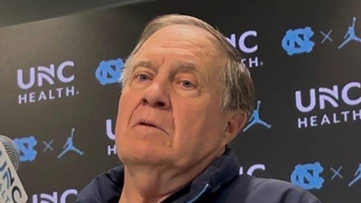 UNC football coach Bill Belichick during a press conference ahead of the Tar Heels' first spring practice on Tuesday, March 24, 2026. UNC football coach Bill Belichick during a press conference ahead of the Tar Heels' first spring practice on Tuesday, March 24, 2026.