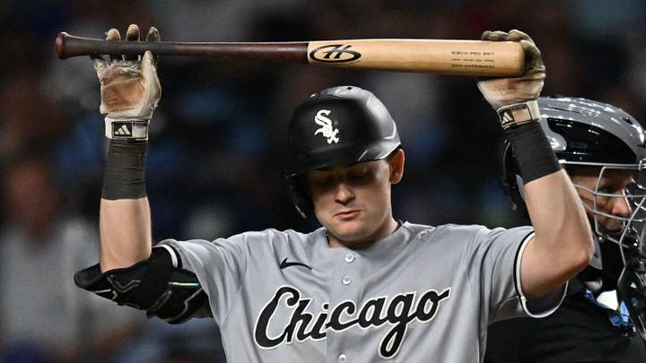 Aug 18, 2026; Chicago, Illinois, USA; Chicago White Sox left fielder Sam Antonacci (17) throws his bat after striking out against the Chicago Cubs during the fourth inning at Wrigley Field. Mandatory Credit: Patrick Gorski-Imagn Images Aug 18, 2026; Chicago, Illinois, USA; Chicago White Sox left fielder Sam Antonacci (17) throws his bat after striking out against the Chicago Cubs during the fourth inning at Wrigley Field. Mandatory Credit: Patrick Gorski-Imagn Images