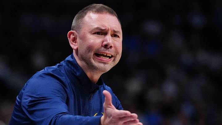Apr 20, 2026; Denver, Colorado, USA; Denver Nuggets head coach David Adelman reacts in the second half against the Minnesota Timberwolves during game two of the first round of the 2026 NBA Playoffs at Ball Arena. Mandatory Credit: Ron Chenoy-Imagn Images Apr 20, 2026; Denver, Colorado, USA; Denver Nuggets head coach David Adelman reacts in the second half against the Minnesota Timberwolves during game two of the first round of the 2026 NBA Playoffs at Ball Arena. Mandatory Credit: Ron Chenoy-Imagn Images